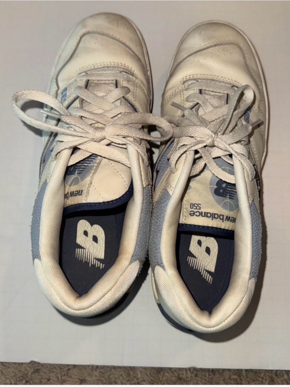 New Balance size 8 550 White and Light Blue Sneakers